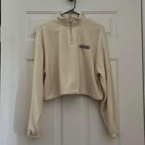 ADIDAS RETRO LUXURY 1/4 ZIP CROPPED SWEATER